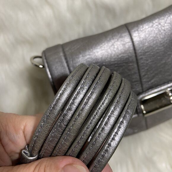 COACH Silver Metallic Leather Crossbody Y2K - Picture 4 of 11